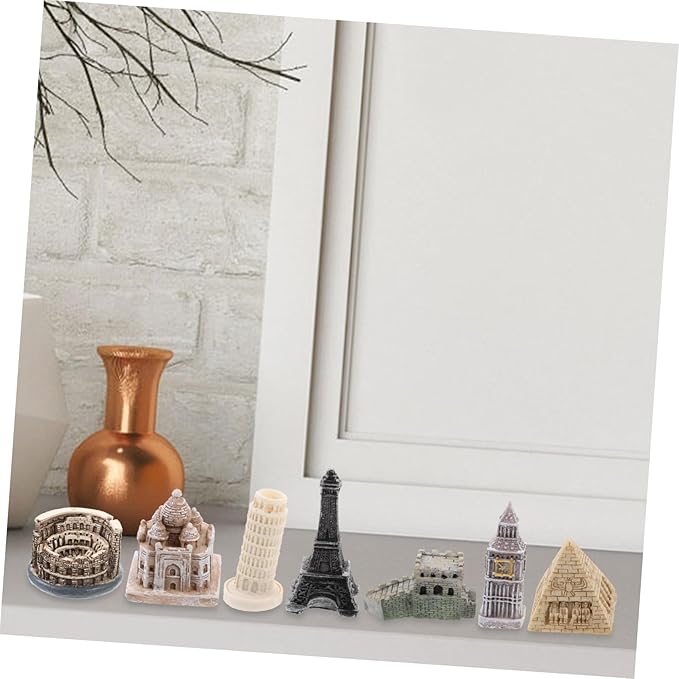 KOMBIUDA 7pcs World-Famous Architectural Model Big Miniature Building Blocks Home Office Decor