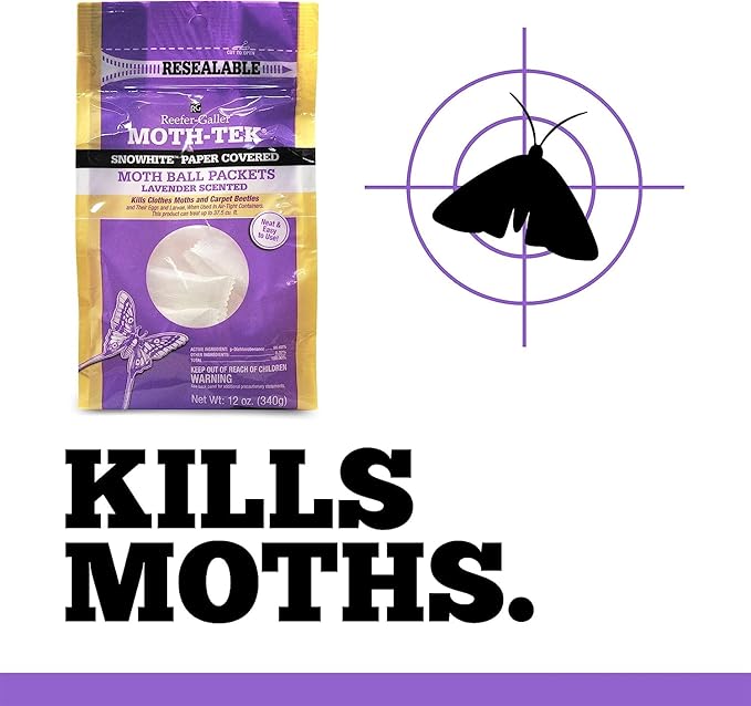 Moth-Tek Snowhite Lavender Scented Moth Ball Packets 12 oz (6)
