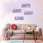 ONIZHITY 4-Piece Purple Floral Wall Art - Wooden Decor with Relax Soak Unwind Breathe Positive Hanging Art for Women's Bedroom & Living Room (10x4 Inches)