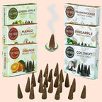 Trumiri Fruity Incense Cones - Variety Pack - Total 60 Cone Incense (6 Scents x 10 Conos) - Strawberry, Coconut, Pineapple, Apple, Mango, Orange - Cone Incense Scents - Insense Cones - Incent Cone