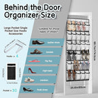 Over the Door Shoe Organizer with 30 Breathable Mesh Pockets - Large Capacity Closet Storage for Men & Women, Hanging Shoe Rack Organizer (White)