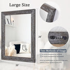 AAZZKANG Wall Mirror with Rectangle Wood Frame Large 28"x20" Rustic Decorative Hanging Mirrors for Bedroom Bathroom Living Room Home Office