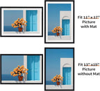 Rempry 13x19 Picture Frame, Display Pictures 11x17 with Mat or 13x19 Without Mat, Wall Hanging or Tabletop Photo Frame, Black Poster Frame, 1 Pack