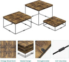 ELITEROO Buffet Risers and Stands, 3 Tier Wood Display Risers, Cake & Cupcake Stands, Dessert Table Display Set, 3Pcs Cube Display Base for Wedding Birthday Party Decor, Rustic Brown, 6"x7"x8"