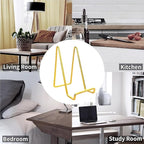 3 Pack 8 inch Metal Plate Stands for Display, Plate Holder Pictures Frame Easel Display Stand, Tabletop Picture Stand, Iron Easels for Display Photo Frames, Plates, Vinyl Record，Book, Sign（Gold）