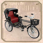 TOPINCN Retro Rickshaw Figurine Decorative Alloy Wheel Rickshaw Model Lifelike Collectible Miniature Rickshaw Toy Retro Rickshaw Ornament Decorative