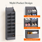 Lifewit 8 Tier Over the Door Shoe Organizer with 15 Large Deep Pockets, Fabric Hanging Shoes Shelf for Closet, Dorm Storage, Fit Up to 16 Pair Shoe Rack Holder for Sneakers, Boots, Gray