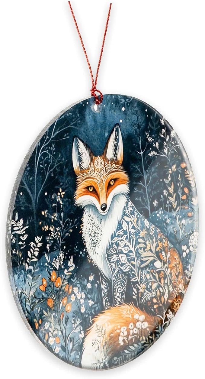 Fox Christmas Ornament 2026, Dated Christmas Ornament 2025, Fantasy Botanical Fox Ornament, Unique Winter Holiday Decoration, Nature Inspired Gifts for Women, Forest Creature Ornament