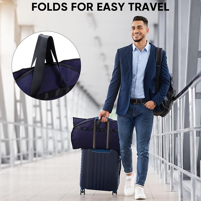 BALEINE 5PK Heavy Duty Garment Bag with Shoe Storage Travel Bag for Dresses, Suit, Coats Travel Essential (60", Blue)