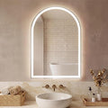 Sweetcrispy 28“x 36” LED Bathroom Backlit Mirror with Lights, Arched Vanity Mirror with Anti-Fog, Dimmable, 3-Color Light, Memory Function, Tempered Glass