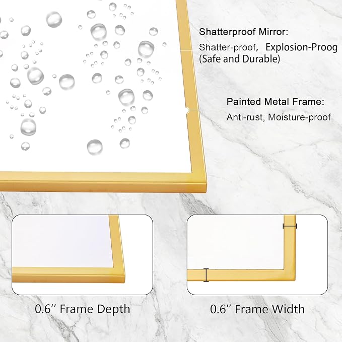 Vanity Mirror for Wall with Gold Arched Decorative Metal Frame, Scalloped Entryway Mirror for Bedroom, Bathroom, Living Room (32"x30")