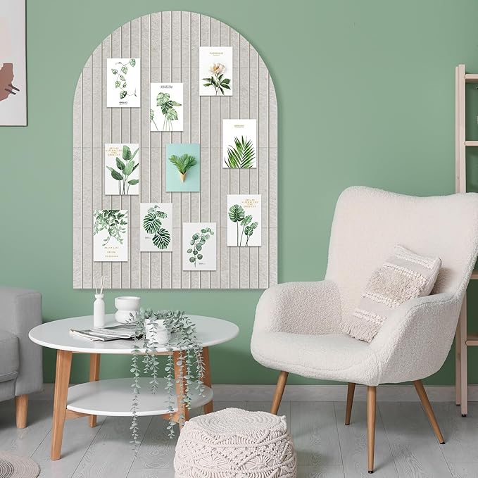 Large Cork Board for Wall & Office Decor, 48" x 36" Arched Felt Bulletin Board Pin Board Vision Board with 30 Pins – 12 Customizable Wall Tiles for Office Home Bedroom,Photo & Picture Display