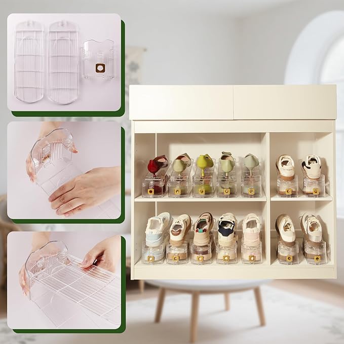 8 Pack Shoe Slots Organizer, Shoe Stackers Organizer for Closet Adjustable Shoe Holder Space Saver 50% Shoes Racks for Closet Organization