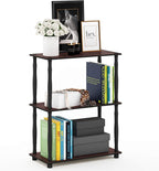 Furinno Turn-N-Tube 3-Tier Compact Multipurpose Shelf Display Rack with Classic Tube, Dark Cherry/Black