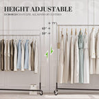 HOKEEPER Clothes Rack Z Base Clothing Rack Heavy Duty Clothes Rack for Hanging Clothes Hold 500LBS Commercial Garment Rack with Wheels Adjustable Rolling Portable 24" Dx63 Wx71 H, 2 Pack