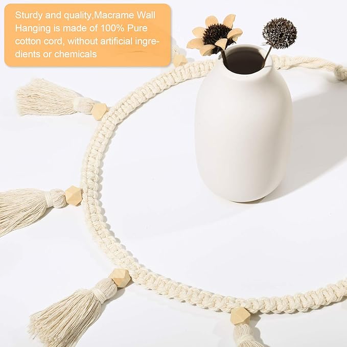 Tatuo Boho Macrame Tassel Garland for Classroom Decor Hanging Tassel Garland Bunting Boho Classroom Decor for Nursery Room Birthday Party Bedroom Dorm(4 Pieces,37.4 Inch)