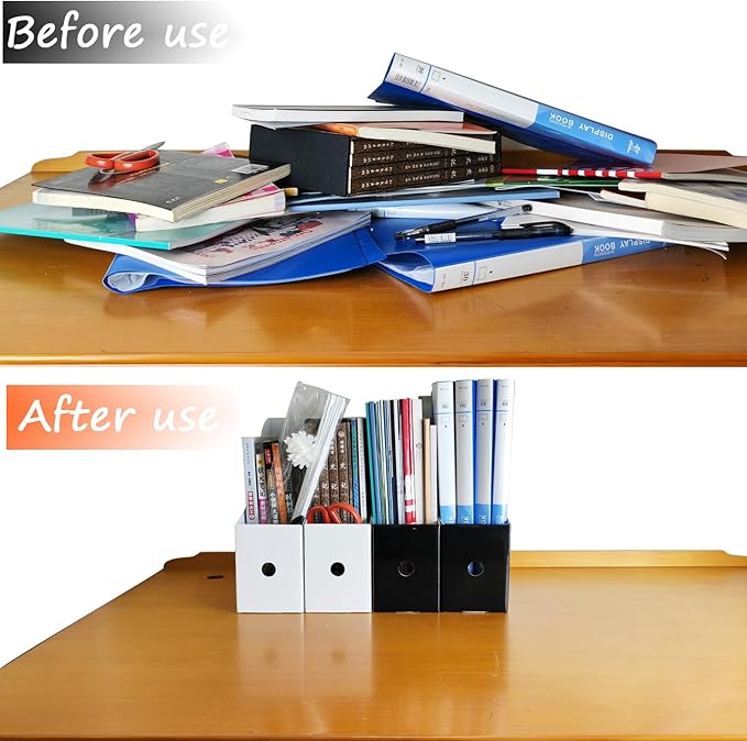 Limitliho 24 Pack Cardboard Magazine Holder, Magazine File Holder for Home, Office, Desk, 10.6'' H×10.2'' L ×3.5''W Magazine Storage Box (12 Pack White and 12 Pack Black)