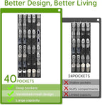 Unjumbly Over the Door Shoe Organizer with 40 Large Breathable Mesh Pockets, Space Saving Shoe Holder, Hanging Shoe Rack for Entryway Bedroom Closet Storage (Black, 40 Pockets)