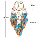 Urdeoms Large Dream Catchers for Girls Room Decor Boho Moon Dream Catcher Wall Decor Turquoise Hanging Ornament for Living Room Dorm Decor Hippie Gifts (NO.34)