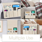 Joywell Armrest Organizer Remote Holder for Recliner Armchair Caddy Couch Sofa Arm Chair Caddie with 6 Pocket Storage for Magazine, iPad, Phone,Linen