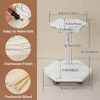 Tikea Hexagonal Wood Riser for Display, 2-Tier Wood Farmhouse Riser for Kitchen Bathroom Counter Decor, Decorative Tray for Soap Dispenser, Decorations and Plant (White)