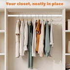 Closet Rod 30-63 Inches, Adjustable Heavy Duty Metal White Closet Rods for Hanging Clothes 1.3 Inches Diameter for Wardrobes Laundry