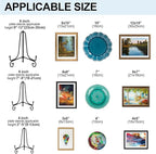 vivinin 6 Pack Plate Stands For Display (4 Inch, 6 Inch, 8 Inch), Plate Holder 3 Size Picture Frame Stand of Metal, Frame Holder Stand and Artworks for Book, Tabletop Art, Picture, Photo and Platter