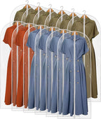 60" Dress Bags for Gowns, 12 Packs All Clear Garment Bags for Hanging Clothes, Plastic Waterproof Dress Cover with Zipper for Dresses, Coats, Uniforms (Set of 12)
