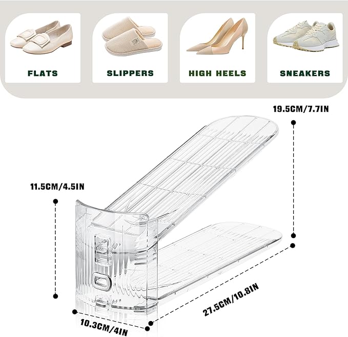 Shoe Slots Organizer for Closet,16 Pack Shoe Stacker Shoe Rack Organizer for Closet Space Saver Storage Shoe Holder Organization(Transparent)
