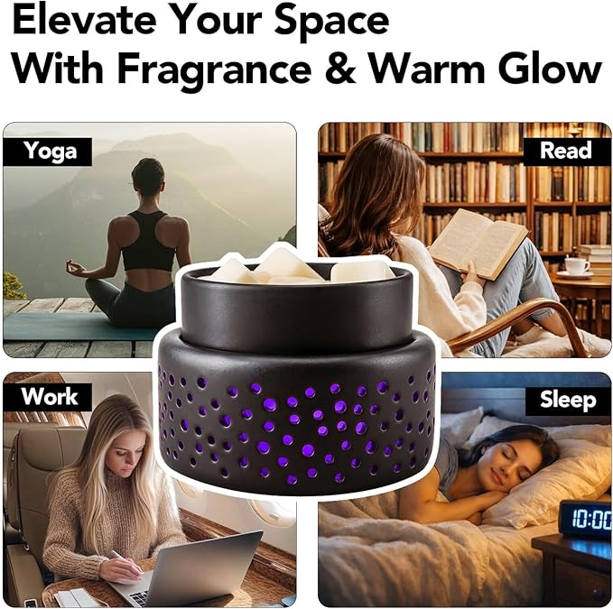 VICTORIA AROMA Cearmic Wax Melt Warmer - 7 Colors Changing LED Light Candle Wax Warmer for Scented Wax, Electric Fragrance Wax Melter for Home, Office, Bedroom Decor, and Gifts
