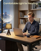 Tripod Table Lamp, 14.6" Small Bedside Lamp, Modern Nightstand Lamp with Black Shade & Dark Walnut Base, Black Table Lamp for Bedroom, Kids Room, Living Room, Study, E26 Socket, VB51TL05