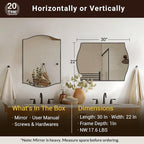 ANDY STAR Black Bathroom Mirror, 22"x30" Scalloped Wall Mirror in Stainless Steel Metal Frame, Unique Vanity Mirror with Modern Curved Edge Design, Ideal for Bathroom, Bedroom, Entryway