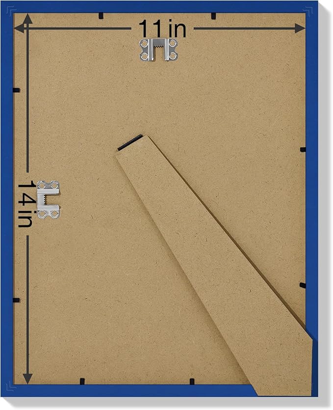 Vittanly 11x14 Picture Frames Set of 9, Shatter Resistant Plexiglass, Display 8x10 Pictures with Mat or 11x14 without Mat, Photo Frames for Wall or Tabletop, Engineered Wood, Blue