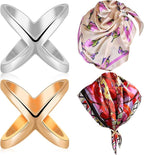 SYWDUDUCLT Scarf Ring for Women's Shawl, Silk Neckerchief, Tshirt, Gold/Sivler, S/M/L, 2 Pcs