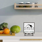 Welcome Home Sign, Home Kitchen Decor and Accessories, This Is Us Sign, Farmhouse Wooden Plaque with Iron Stand for Living Room Bedroom Table Shelf Decor-A18
