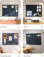 Fluxynara Large Bulletin Board, 47.2" x 35.4" Cork Board Alternative with 24 Safe Removable Adhesive Tabs, Foldable Felt Pin Board for Home Office, Classroom, Bedroom,Entryway for Walls—Carbon Blue
