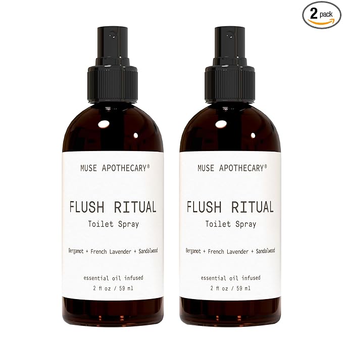 Muse Apothecary Flush Ritual - Aromatic & Refreshing Toilet Spray, Use Before You Go, 2 oz, Infused with Natural Essential Oils - Bergamot + French Lavender + Sandalwood, 2 Pack