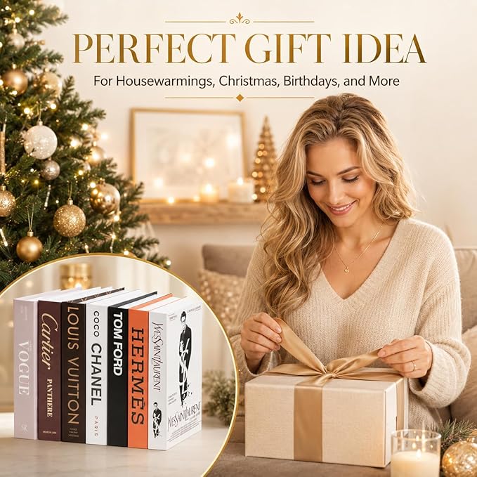 PROBENEX Glam Large | 4 PCS Faux Decorative Books for Home Decor | Not Real Books (Cardboard Boxes) | Coffee Table, Bookshelf & Shelf Styling Display Props for Living Room, Office