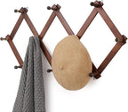 Wall Rack with 10 Hooks, Wooden Wall Expandable Coat Rack for Coat, Hats, Baseball Caps, Coffee Mug, Jewelry(Brown)