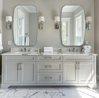 ANDY STAR Brushed Nickel Bathroom Mirror, 24x40” Oblong Mirror with Stainless Steel Metal Frame, Silver Oval Vanity Mirror for Over Sink, Modern Anti Rust Wall Mounted