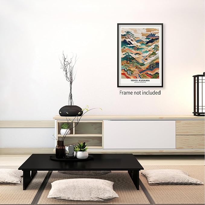 Vintage Yayoi Kusama Grasslands Posters Japanese Wall Art Yayoi Kusama Abstract Landscape Canvas Print for Stylish Room Bedroom Living Room Gallery Decor 11x14in Unframed