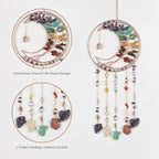 Rainbow Gemstone Dream Catcher 7 Chakras Tree of Life Moon Dream Catchers with Healing Crystal Stones Handmade Suncatcher Dreamcatcher Wall Decor for Adults Living Room,Bedroom,Garden,Bless Gift