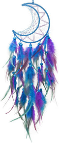 Dream Catcher Wall Decor for Girls With Feathers and Beads Pendant - Handwoven Kit for Bedroom and Living Room Decoration (Blue Purple)