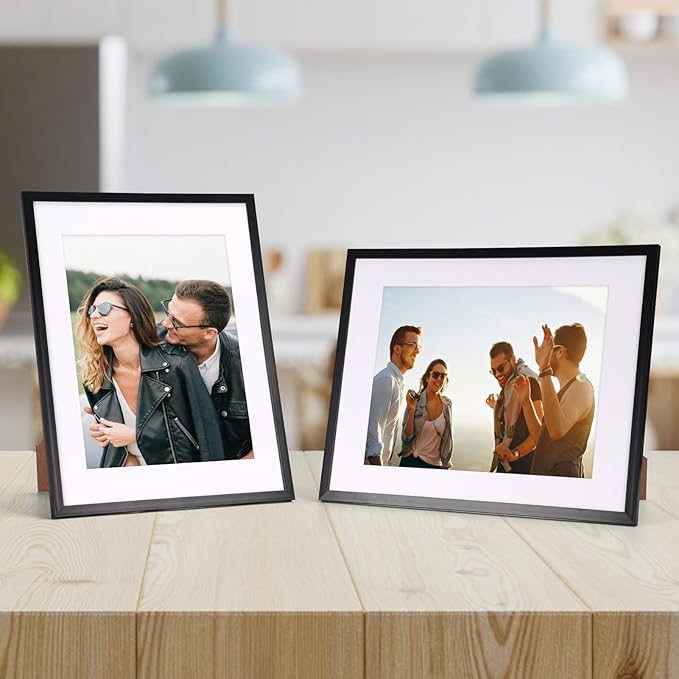 Rempry 11x14 Picture Frame, Display 8.5x11, 8 1/2x11 Certificate Document Award with Mat or 11x14 Without Mat, Wall Gallery Photo Frames, Black, 1 Pack