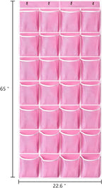 KEEPJOY 28 Pocket Over The Door Shoe Organizer, 2Pack Hanging Shoe Organizer for Door, Hanging Door Shoe Holder Rack with Mesh Pockets Large Size 65 x 23 inch (Pink-2Pack)
