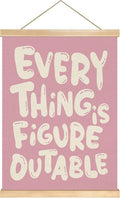 Everything is Figure outable Inspirational Wall Art Decor,Positive Motivational Poster,Affirmations Wall Hanging Poster for Office, Living Room, Bedroom ,Motivational Gift for Birthday,Graduation New job 14x18.5inch(Pink)