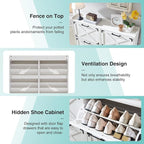 Shoe Storage Cabinet,Farmhouse Shoe Organizer with 4 Flip Drawers & Barn Door Design,Freestanding Hidden Slim Narrow Shoe Rack Cabinet for Entryway,Foyer,Hallway,Antique White