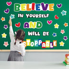 gisgfim Classroom Bulletin Board Decoration Set Colorful Classroom Decorations Wall or Door Decor for Kindergarten Preschool Elementary Middle School(Believe in Yourself You Will Be Unstoppable)