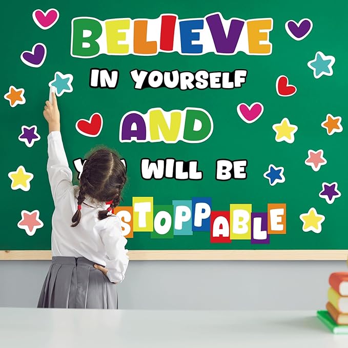 gisgfim Classroom Bulletin Board Decoration Set Colorful Classroom Decorations Wall or Door Decor for Kindergarten Preschool Elementary Middle School(Believe in Yourself You Will Be Unstoppable)