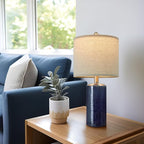 G-SAFAVA 20.25" Small Table Lamps Set of 2 Modern Ceramic Lamps for Living Room Farmhouse Bedside Lamps Boho for Night Stands Bedroom Lamps Side Table Lamps End Table Lamps, Blue